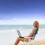 laptop at beach