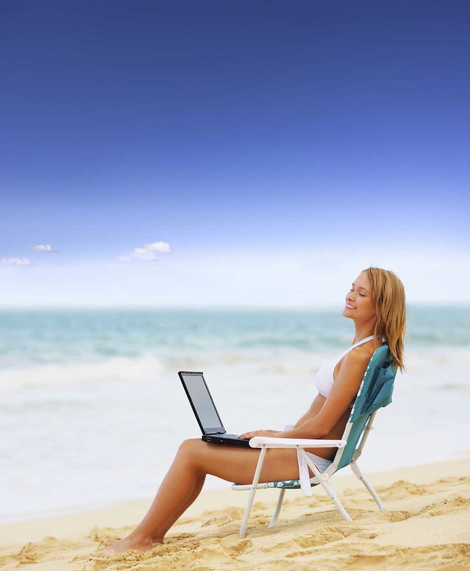 laptop at beach